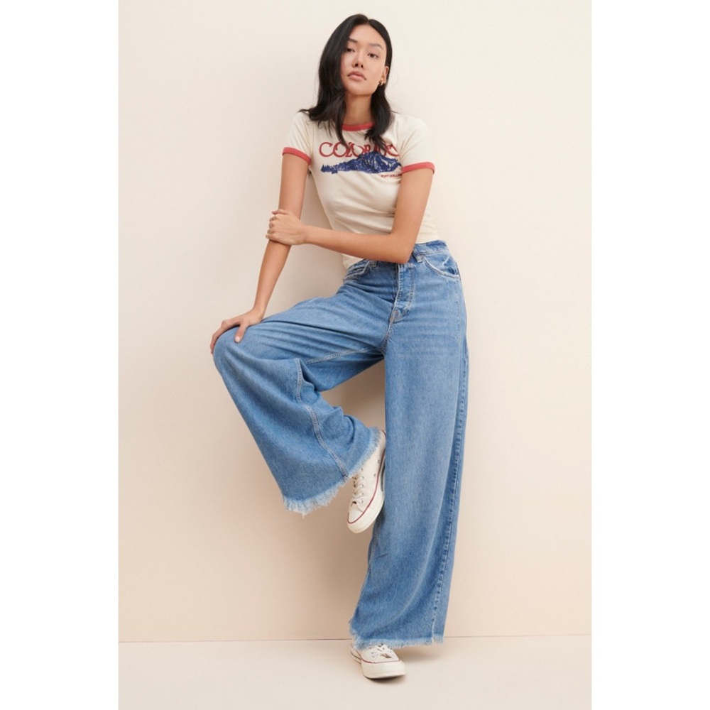 Free People We The Free Old West Slouchy Wide Leg High Rise Jeans Size 27